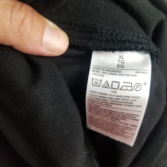 Old Navy Maternity Black Drawstring Linen Blend Wide Legged Pants Pockets XL Mat - Picture 11 of 11